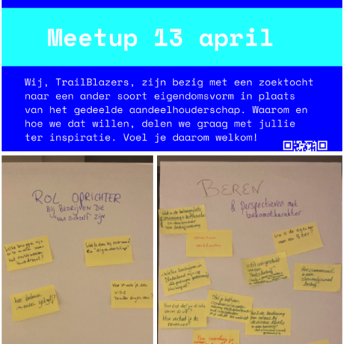 Aankondiging en post-its van de meetup